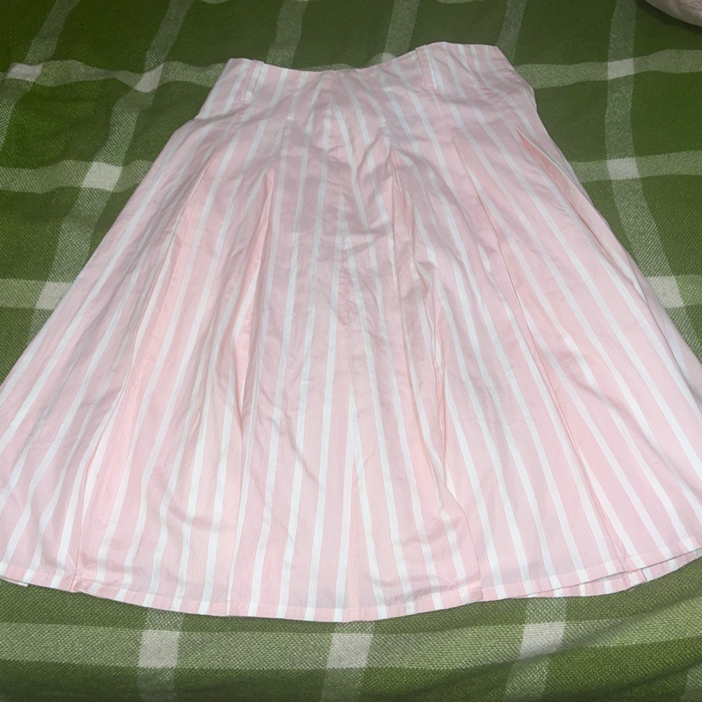 Pink and White Striped Women's Skirt